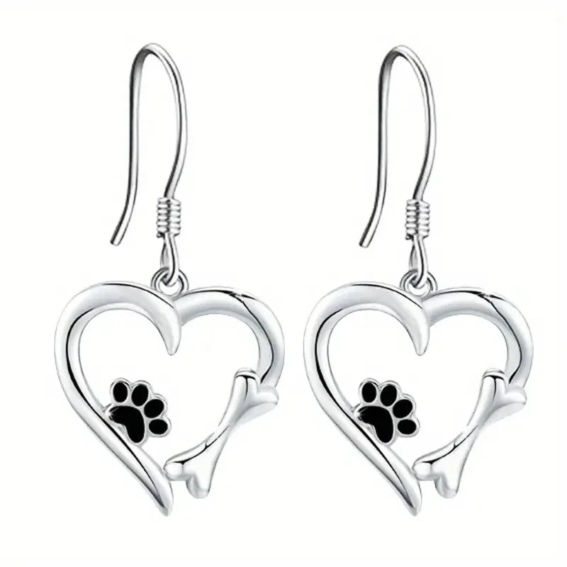 Brisia™ | Silver Heart Footprint Earrings