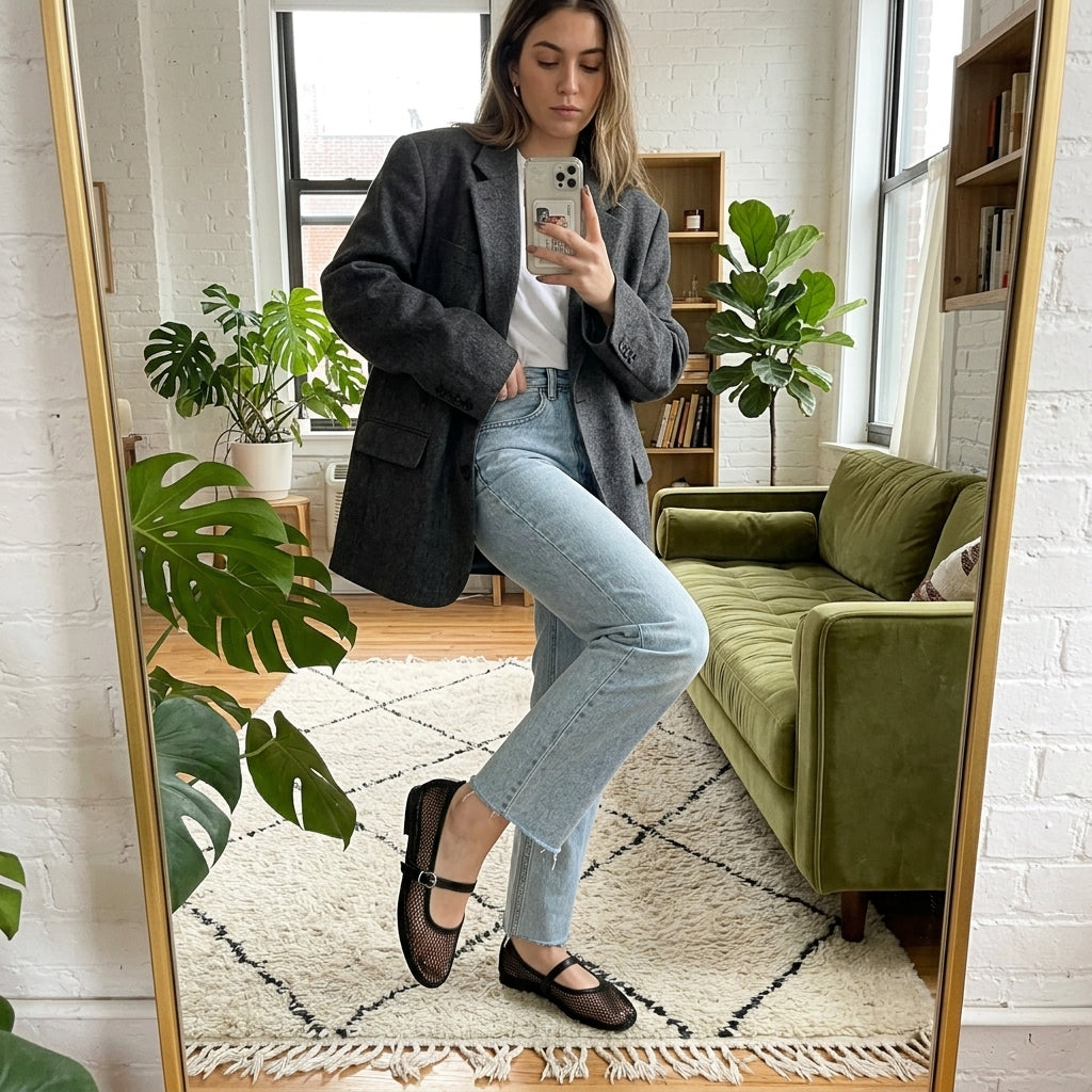 Lina | Mesh Mary Jane Ballet Flats