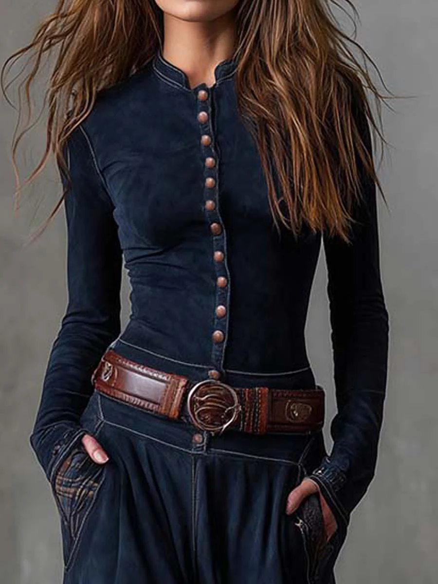 Elisa | Suede Maxi Dress with Belt