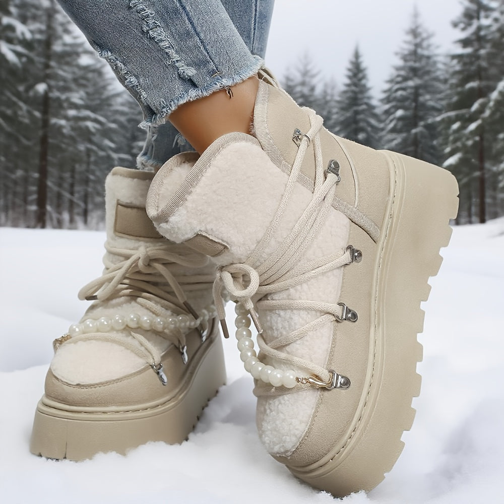 Aria | Women’s Plush Lace-Up Winter Platform Boots