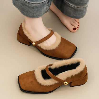 LunaWarm™ Furry Mary Jane Comfort Shoes