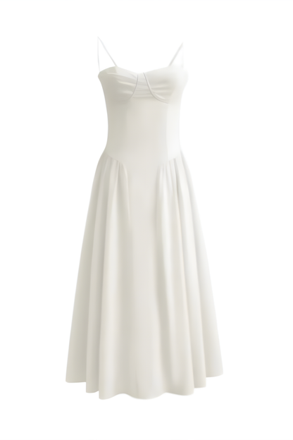 Robe mi-longue sans manches coupe corset