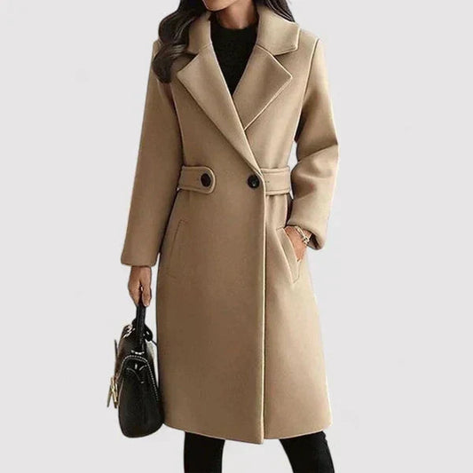 Elena | Wool Belted Coat for Timeless Elegance