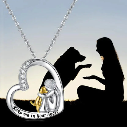 Alduna™ | Silver Necklace with Dog and Heart