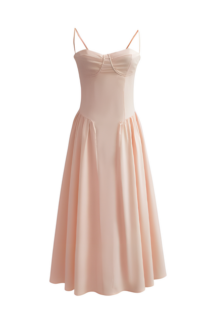 Robe mi-longue sans manches coupe corset