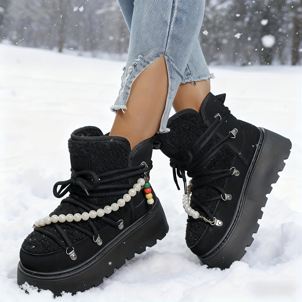 Aria | Women’s Plush Lace-Up Winter Platform Boots