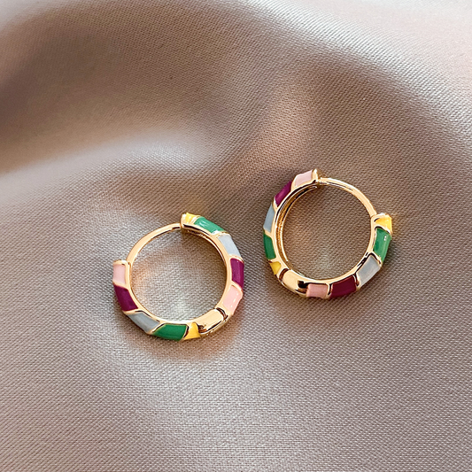Elegant Gold-Enamel Earrings