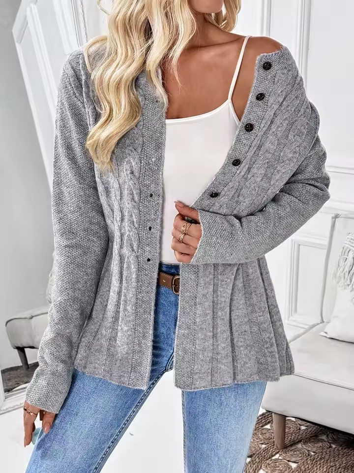 Clara | Textured Knit Button Cardigan