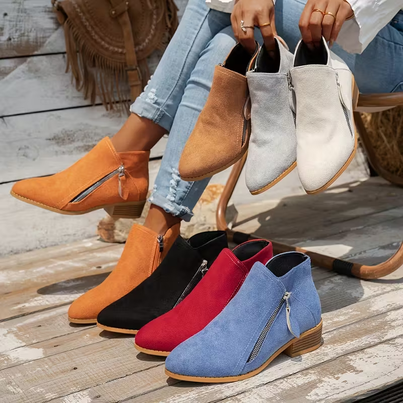 Soleva | Side-Zip Block Heel Ankle Boots