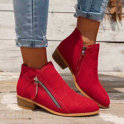 Soleva | Side-Zip Block Heel Ankle Boots