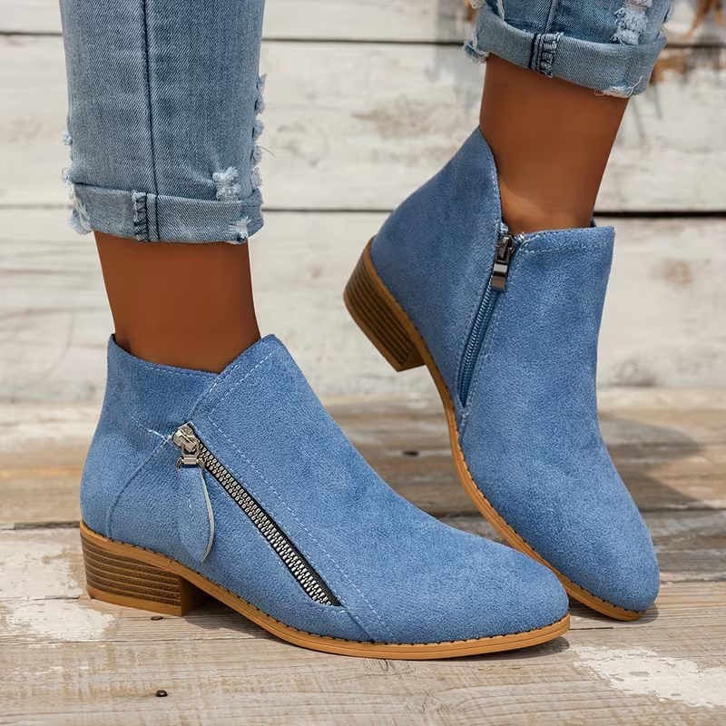 Soleva | Side-Zip Block Heel Ankle Boots
