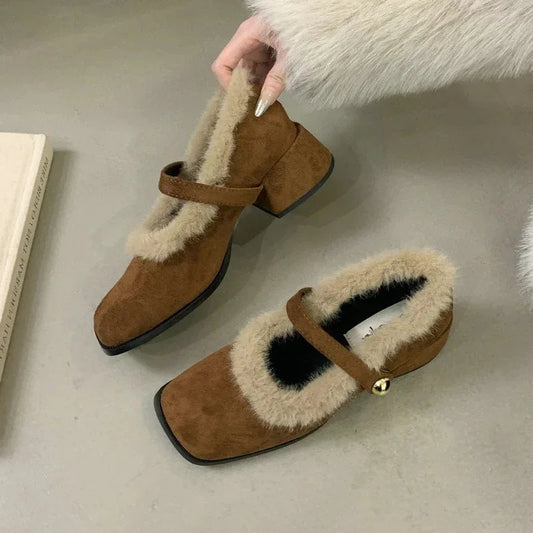 LunaWarm™ Furry Mary Jane Comfort Shoes