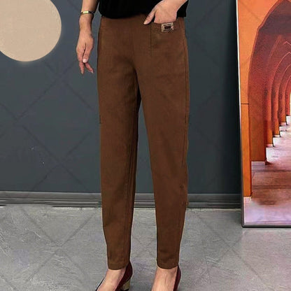 Elastic Cotton Waist Pants for Women
