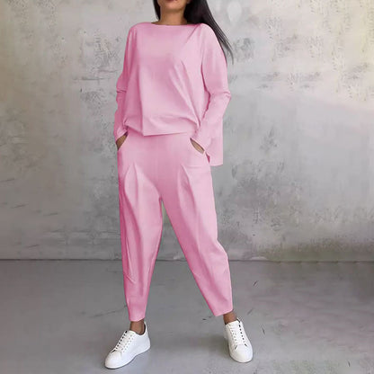 Big Sale💥Women's 2-piece Set: Long-Sleeved Round Neck Top + Pants