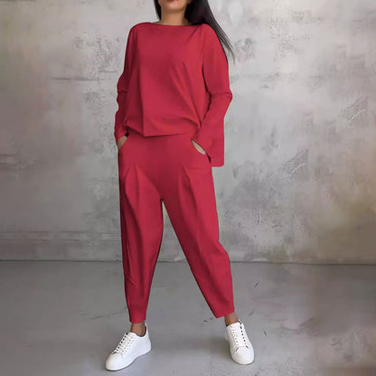 Big Sale💥Women's 2-piece Set: Long-Sleeved Round Neck Top + Pants