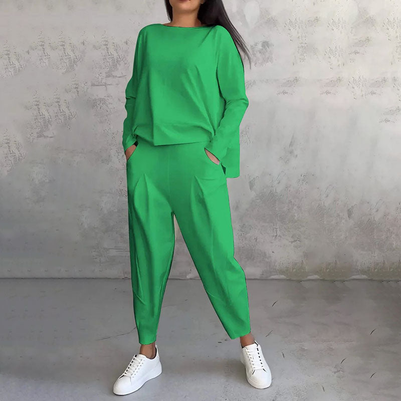 Big Sale💥Women's 2-piece Set: Long-Sleeved Round Neck Top + Pants