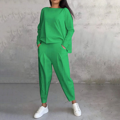 Big Sale💥Women's 2-piece Set: Long-Sleeved Round Neck Top + Pants