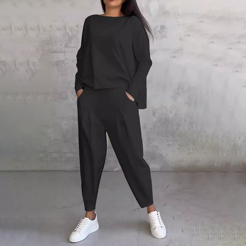 Big Sale💥Women's 2-piece Set: Long-Sleeved Round Neck Top + Pants