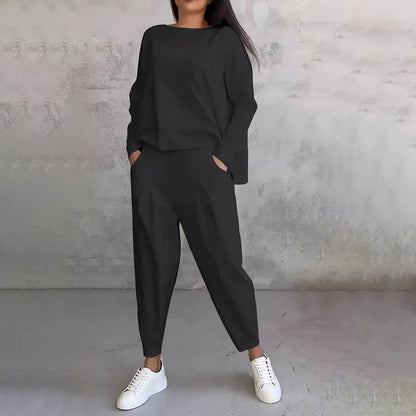 Big Sale💥Women's 2-piece Set: Long-Sleeved Round Neck Top + Pants