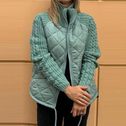 Women's Knitted Quilted Down Jacket with Patchwork（🔥Free Shipping）