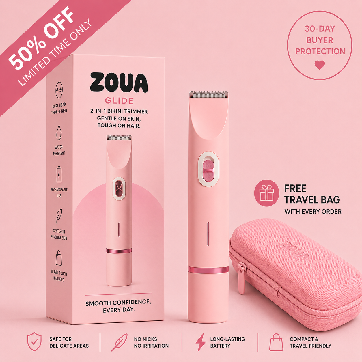Zoua Glide | Gentle on Skin. Tough on Hair.